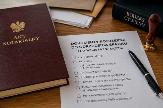 Dokumenty potrzebne do odrzucenia spadku u notariusza i w sądzie